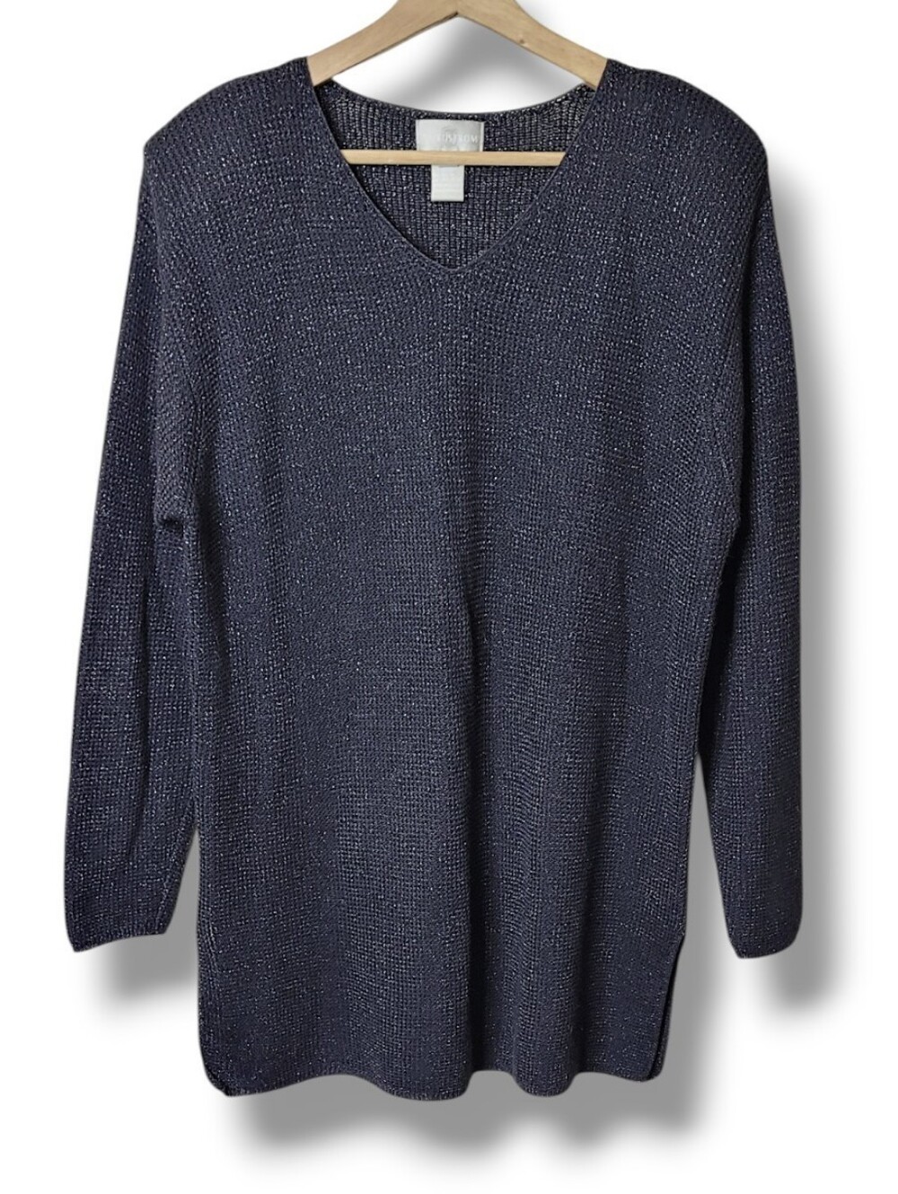 Nordstrom Vintage 80s Black Tunic Sweater • Size M Shimmer